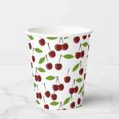 Rode kers, patroon van kersen, bladeren, fruit papieren bekers (Voorkant)