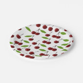 Rode kers, patroon van kersen, bladeren, fruit papieren bordje (Gekanteld)