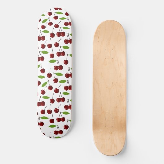 Rode kers, patroon van kersen, bladeren, fruit persoonlijk skateboard (Voorkant)