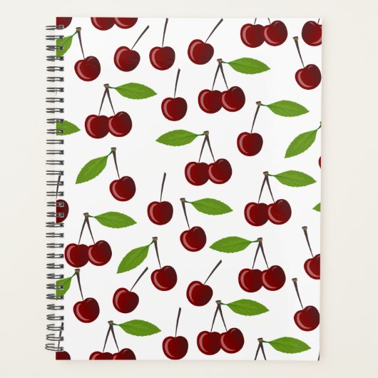 Rode kers, patroon van kersen, bladeren, fruit planner (Voorkant)