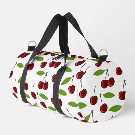 Rode kers, patroon van kersen, bladeren, fruit plunjezak (Linkerhoek)