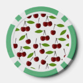 Rode kers, patroon van kersen, bladeren, fruit poker chips (Achterkant)
