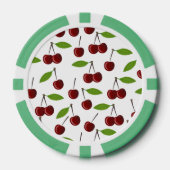 Rode kers, patroon van kersen, bladeren, fruit poker chips (Voorkant)