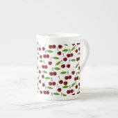 Rode kers, patroon van kersen, bladeren, fruit porselein kop (Voorkant rechts)