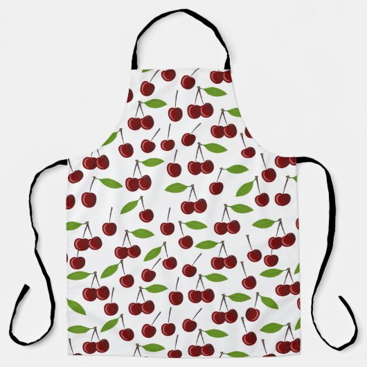 Rode kers, patroon van kersen, bladeren, fruit schort (Voorkant)