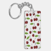 Rode kers, patroon van kersen, bladeren, fruit sleutelhanger (Voorkant Links)