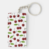 Rode kers, patroon van kersen, bladeren, fruit sleutelhanger (achterkant)