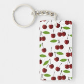 Rode kers, patroon van kersen, bladeren, fruit sleutelhanger (Voorkant)