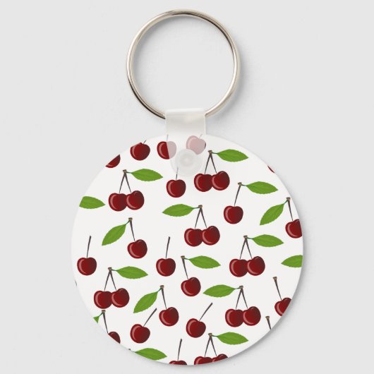 Rode kers, patroon van kersen, bladeren, fruit sleutelhanger (Achterkant)