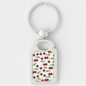 Rode kers, patroon van kersen, bladeren, fruit sleutelhanger (Voorkant)