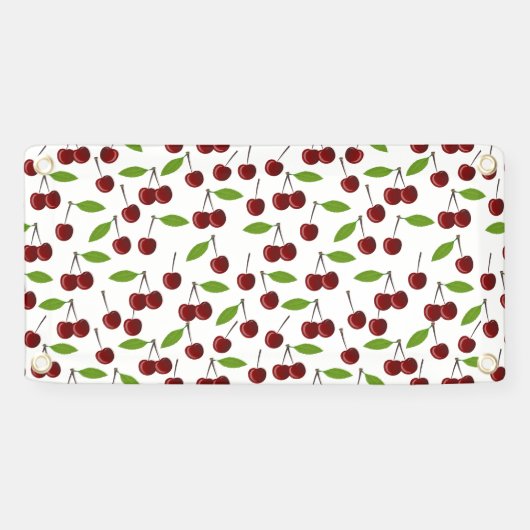 Rode kers, patroon van kersen, bladeren, fruit spandoek (Horizontaal)