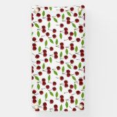 Rode kers, patroon van kersen, bladeren, fruit spandoek (Verticaal)
