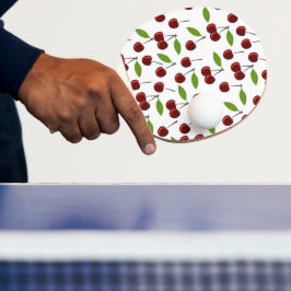 Rode kers, patroon van kersen, bladeren, fruit tafeltennisbatje