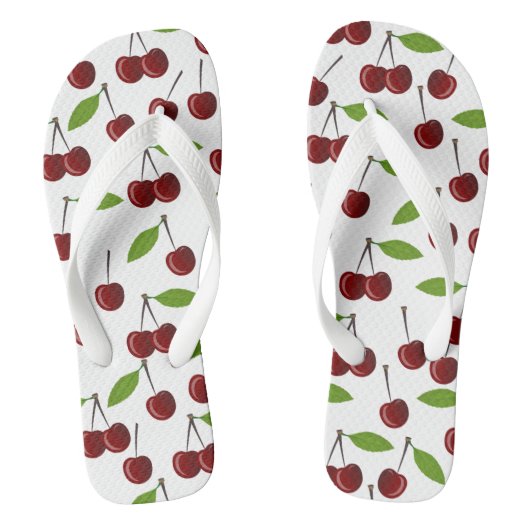 Rode kers, patroon van kersen, bladeren, fruit teenslippers (Voetbed)