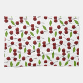 Rode kers, patroon van kersen, bladeren, fruit theedoek (Horizontaal)