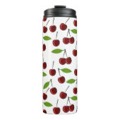 Rode kers, patroon van kersen, bladeren, fruit thermosbeker (Voorkant)