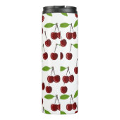 Rode kers, patroon van kersen, bladeren, fruit thermosbeker (Achterkant)
