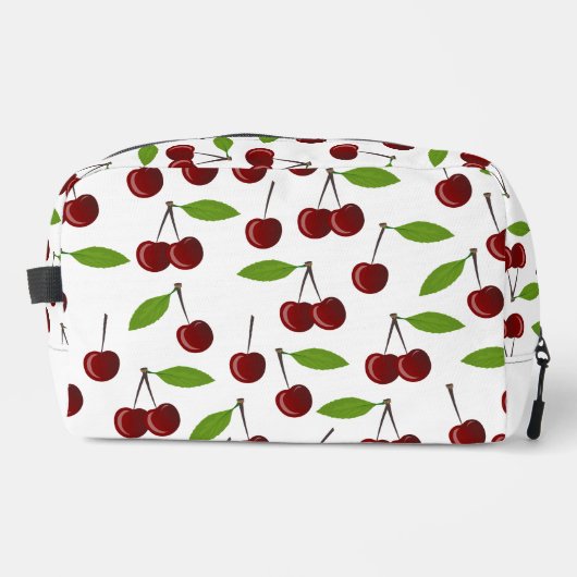 Rode kers, patroon van kersen, bladeren, fruit toilettasje (Voorkant)