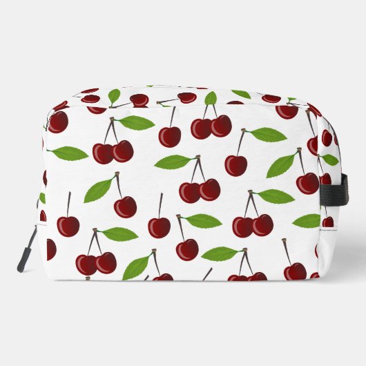 Rode kers, patroon van kersen, bladeren, fruit toilettasje (Achterkant)