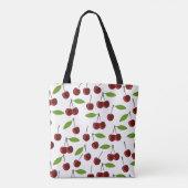 Rode kers, patroon van kersen, bladeren, fruit tote bag (Achterkant)