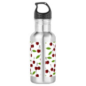 Rode kers, patroon van kersen, bladeren, fruit waterfles (Achterkant)
