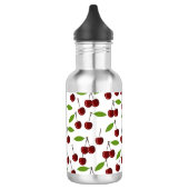 Rode kers, patroon van kersen, bladeren, fruit waterfles (Links)
