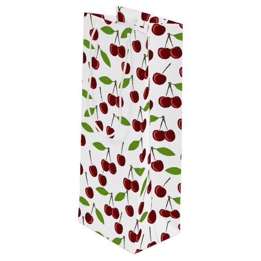 Rode kers, patroon van kersen, bladeren, fruit wijn cadeautas (Achterkant Gekanteld)