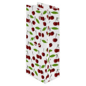 Rode kers, patroon van kersen, bladeren, fruit wijn cadeautas (Voorkant Gekanteld)