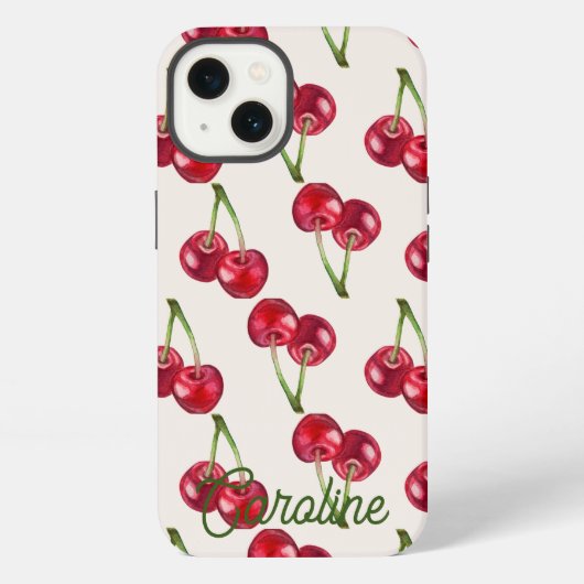 rode kers retro vintage zoete meisjesachtige geper iPhone hoesje (Achterkant)
