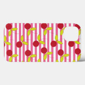 Rode kers Roze en Witte Streep Case-Mate iPhone Case (Achterkant (horizontaal))