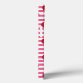 Rode kers Roze en Witte Streep Case-Mate iPhone Case (Achterkant / Rechts)