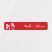 Rode kers & Roze linten Waterdichte naam voor kind Labels (Design 1)