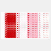 Rode kers & Roze linten Waterdichte naam voor kind Labels (Vel)