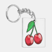 Rode kersen Acryl Sleutelhanger (Voorkant Links)