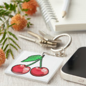 Rode kersen Acryl Sleutelhanger (Voorkant Rechts)