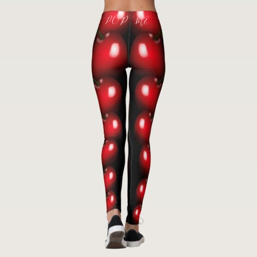 Rode kersen afspeelbare Leggings - Uw kleuren (Achterkant)