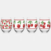 Rode Kersen Assorted Patterns Wijnglas Zonder Voet (Achterkant)
