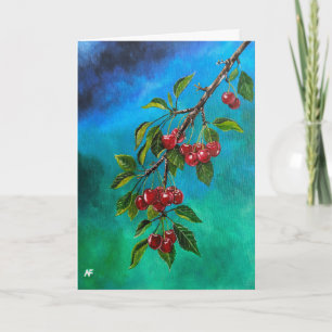 Rode kersen bij zomerdageraadschilderij van Alfred Kaart