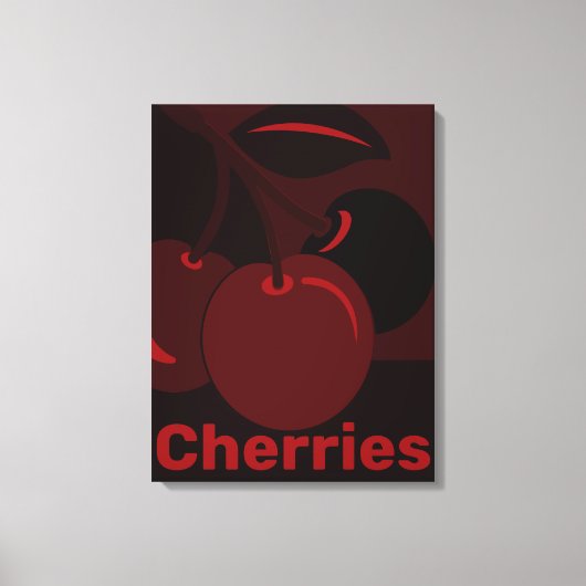 Rode kersen, Black Kitchen Wall Decor Canvas Afdruk (Voorkant)