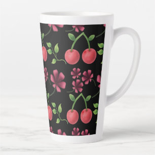 Rode Kersen Bloemmotief Latte Mok