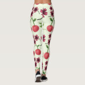 Rode Kersen Bloemmotief Leggings (Achterkant)