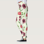 Rode Kersen Bloemmotief Leggings (Links)
