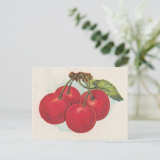 Rode kersen briefkaart (Staand voorkant)