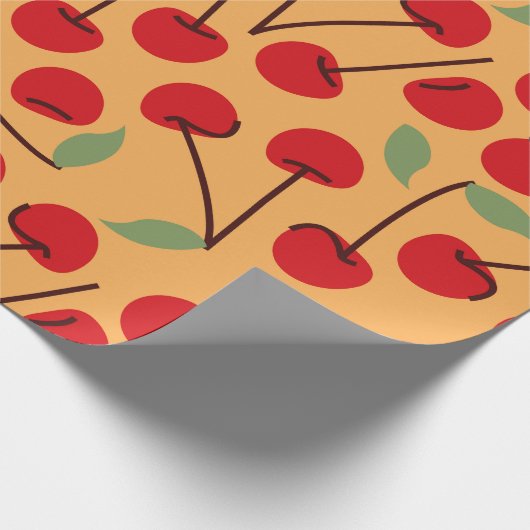 rode kersen cadeaupapier (Hoek)