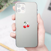 Rode Kersen Custom-Cut Vinyl Sticker (Telefoon)