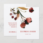 Rode kersen elegante bruiloft bedankpas bedankkaart (Voorkant / Achterkant)