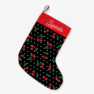 Rode Kersen en Polka Dots Retro jaren 50 Zwart Kleine Kerstsok