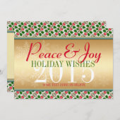 Rode kersen en Snowflake-kerstpatroonKaart Feestdagenkaart (Voorkant / Achterkant)