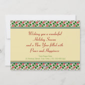 Rode kersen en Snowflake-kerstpatroonKaart Feestdagenkaart (Achterkant)