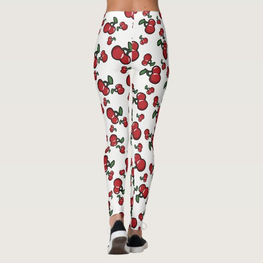 Rode kersen en witte (elke kleur) paarse vruchten leggings (Achterkant)